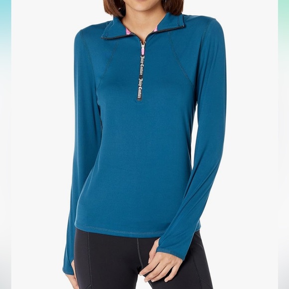 Juicy Couture Tops - Juicy Couture Sport Teal Half Zip Run Top Medium